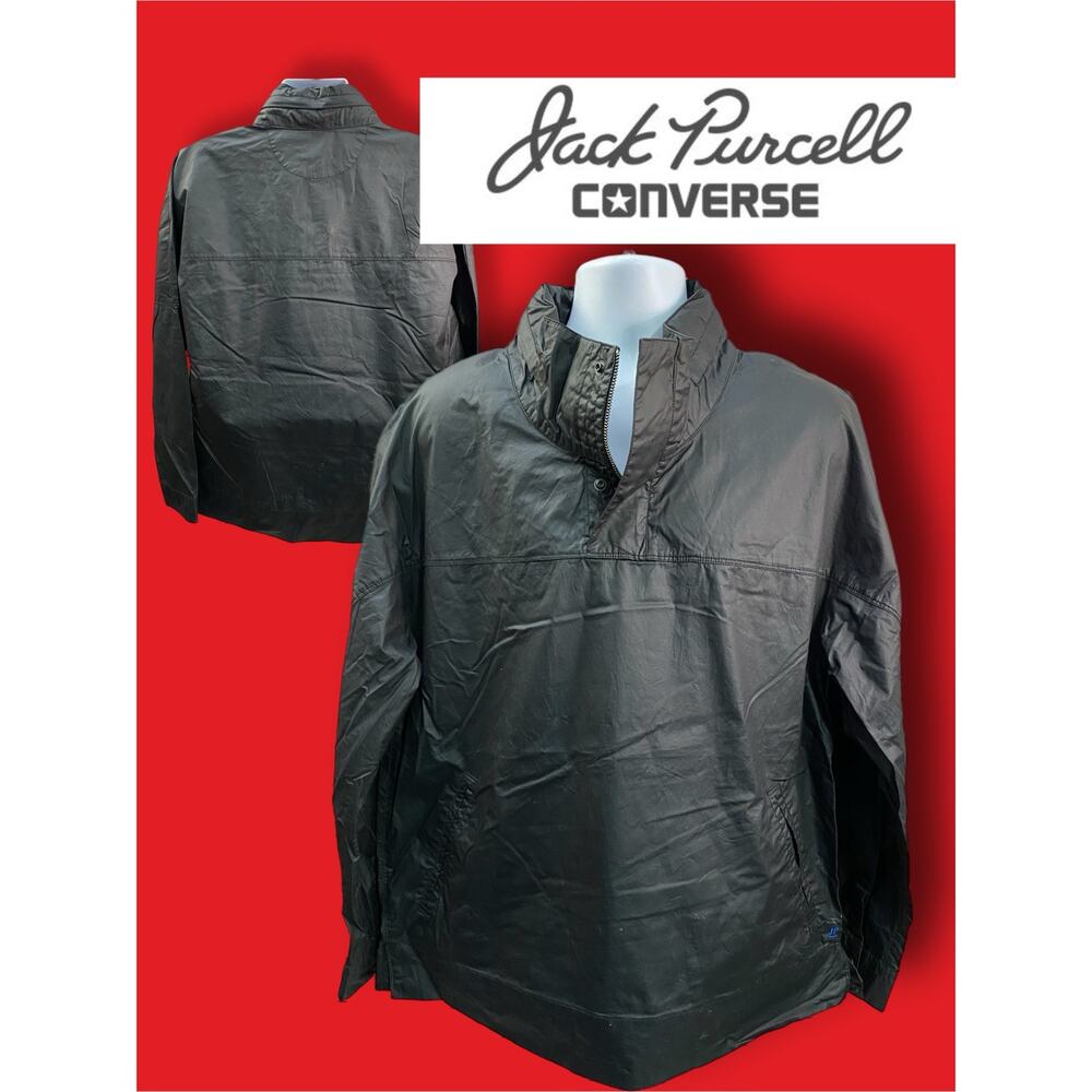 Converse Jack Purcell Size XL 1/4 Zip Pullover Windbreaker Black Jacket